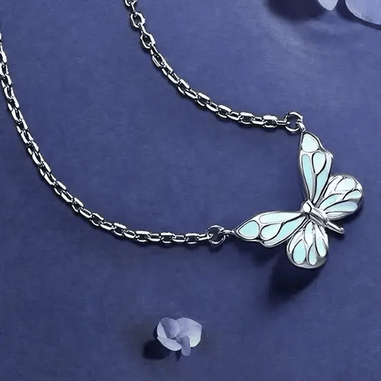 Radiant Blue Butterfly Necklace