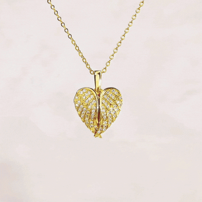 Collar corazón con foto y alas de ángel