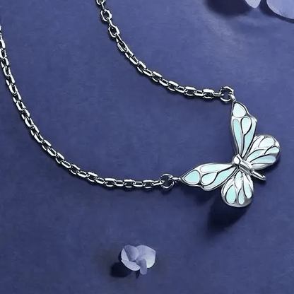 Radiant Blue Butterfly Necklace