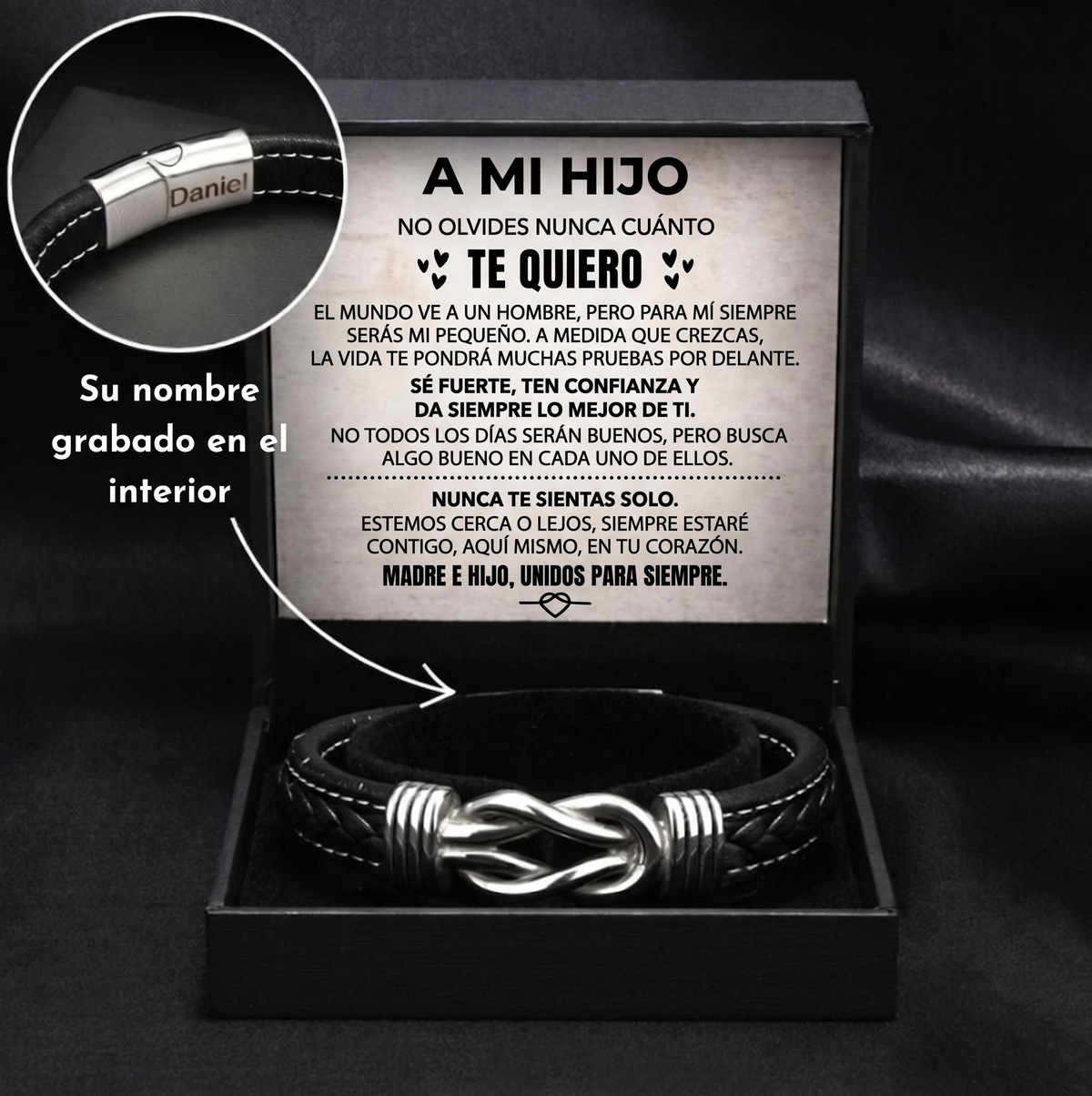 «Para mi hijo» — Pulsera grabada