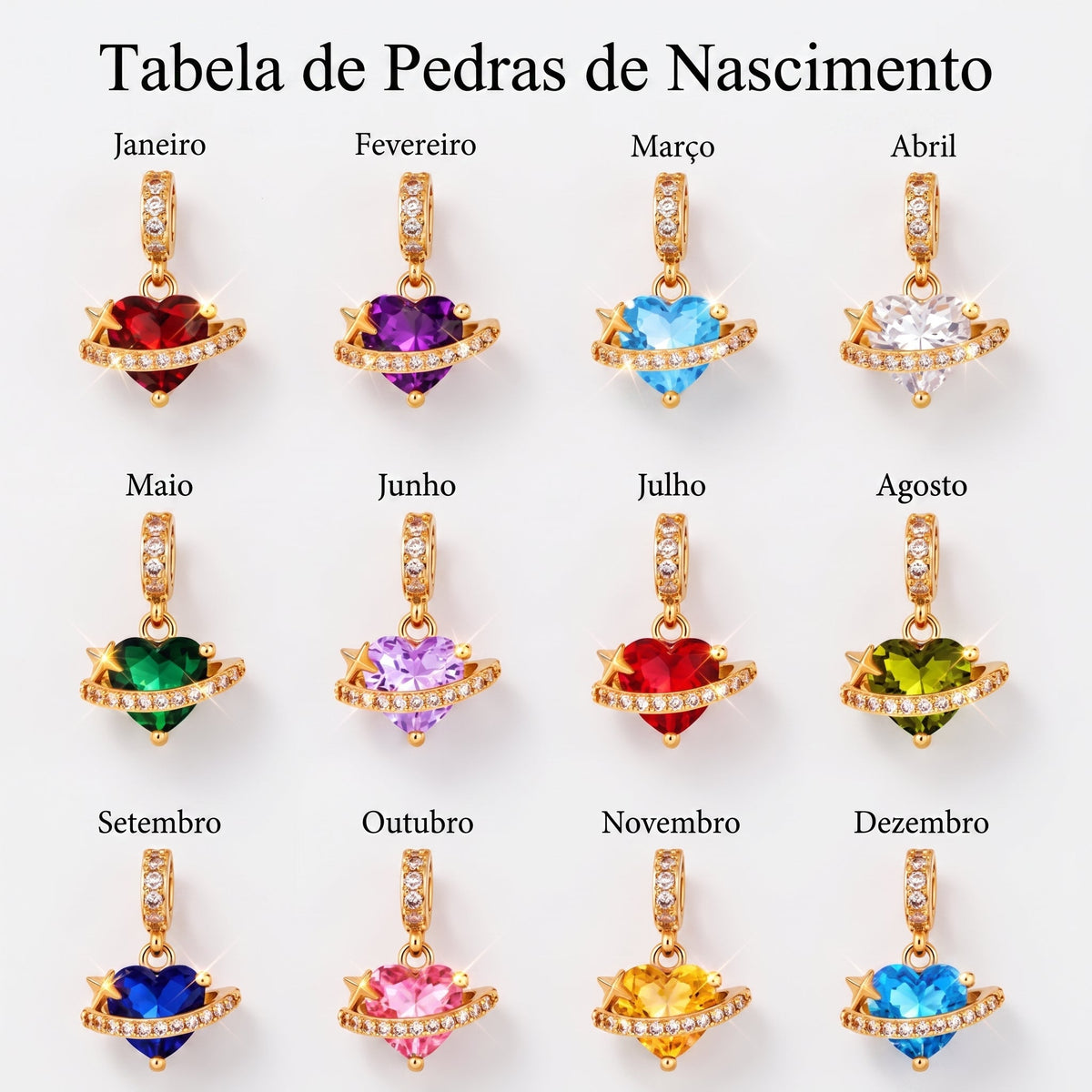 Colar com Pedra Coração e Inicial