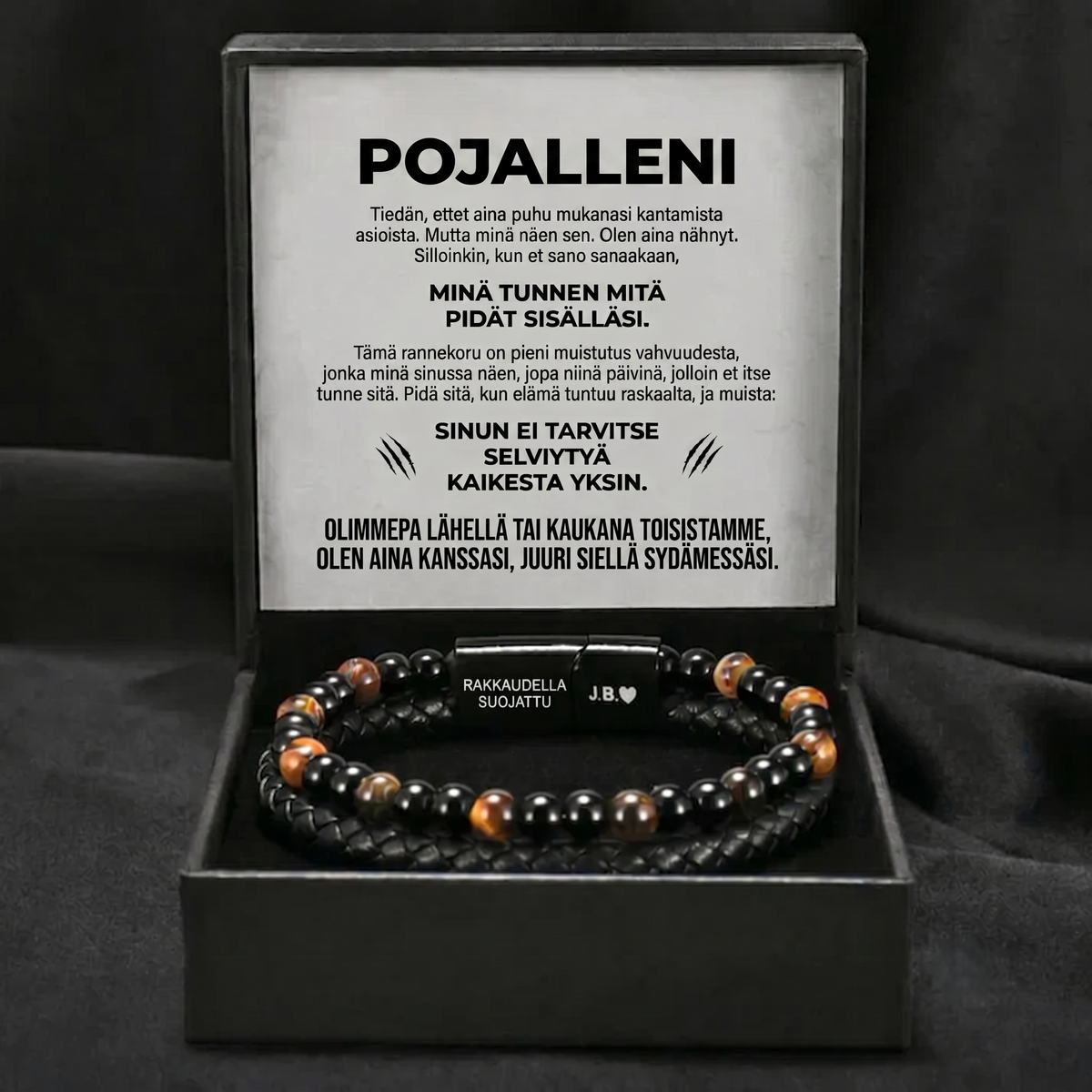 Poikani kilpi – tiikerinsilmä-rannekoru