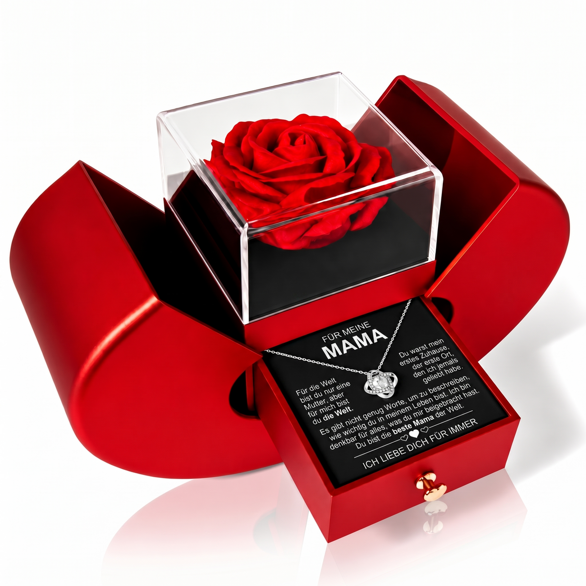 Forever-Halskette in Apfel-Box – Konservierte Rose