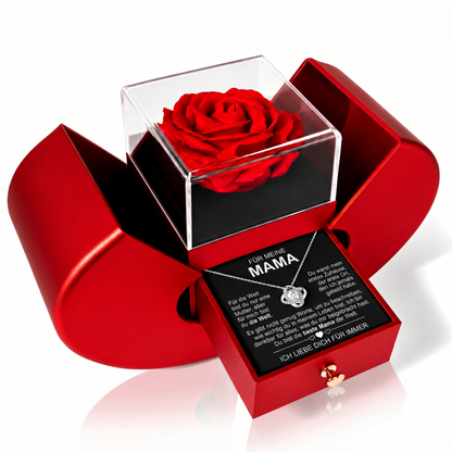 Forever-Halskette in Apfel-Box – Konservierte Rose