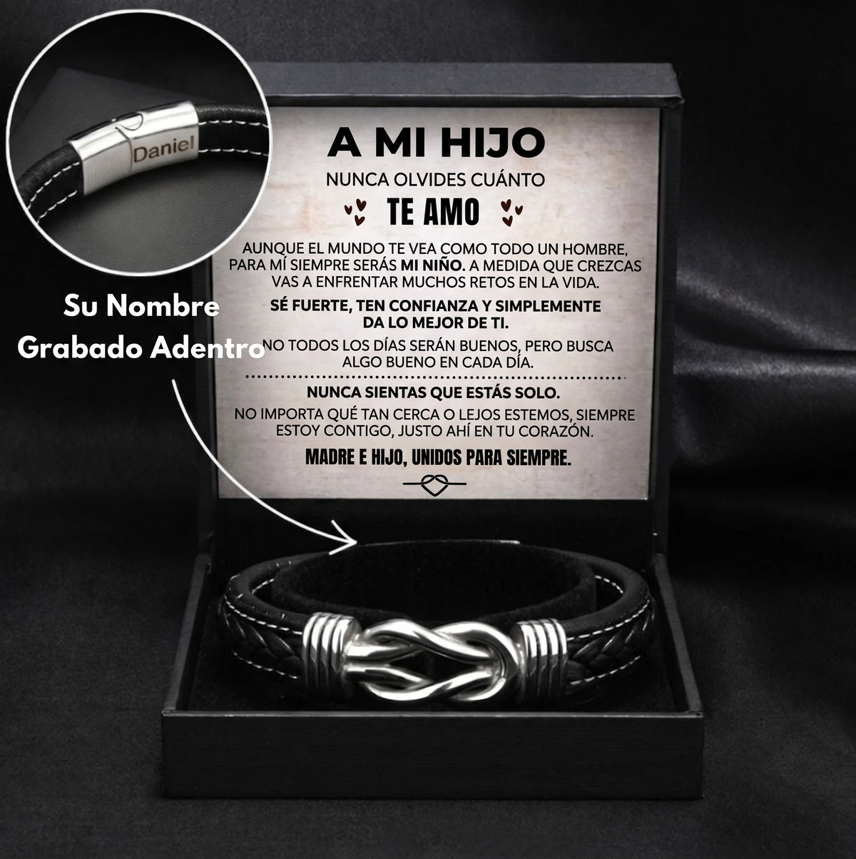 «Para mi hijo» — Pulsera grabada