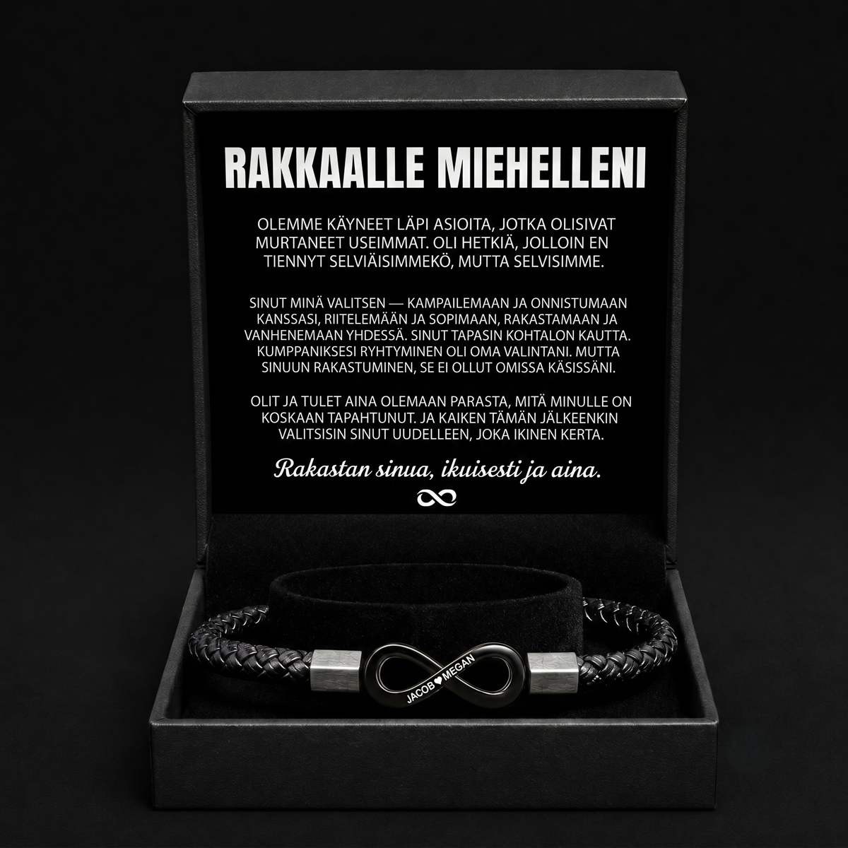 Yksilöity rannekoru miehelleni