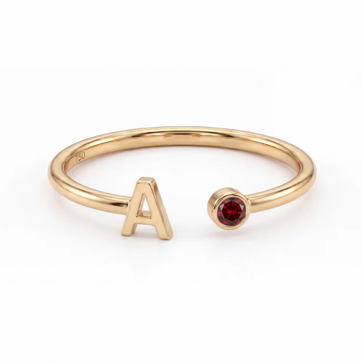 Adjustable Initial  & Birthstone Ring