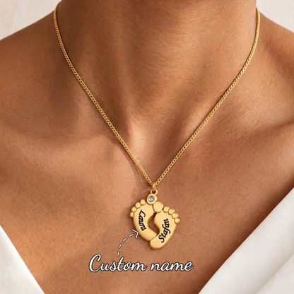 Baby Feet Necklace with Engraving