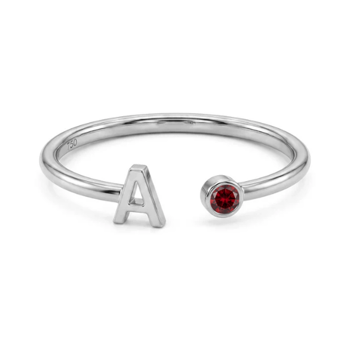 Adjustable Initial  & Birthstone Ring