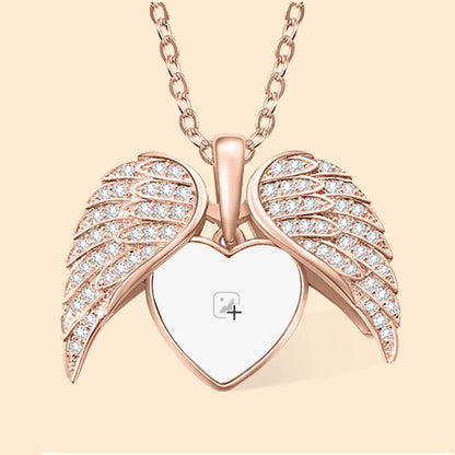 Custom Angel Wings Heart Photo Necklace