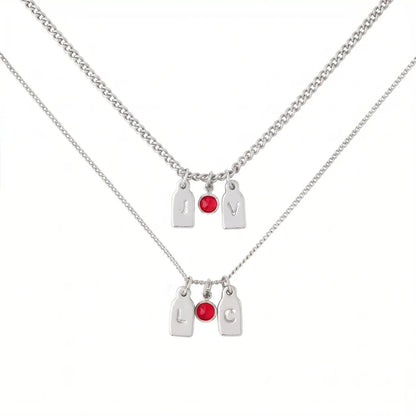 Collar de Iniciales y Piedra de Aniversario