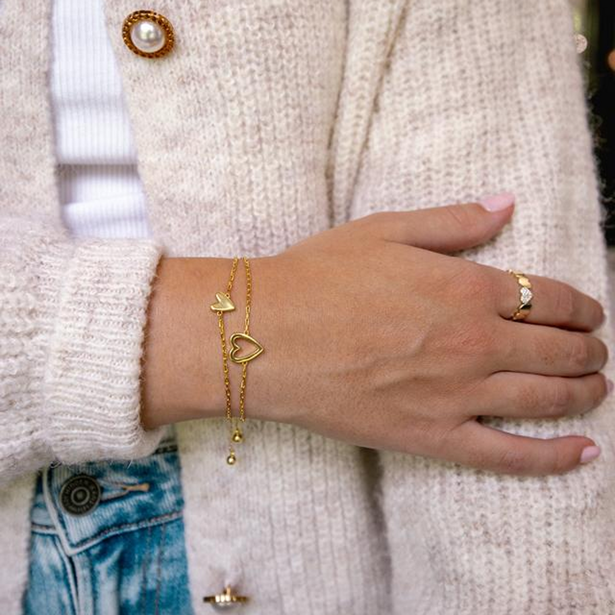 Gedeelde harten armbandenset
