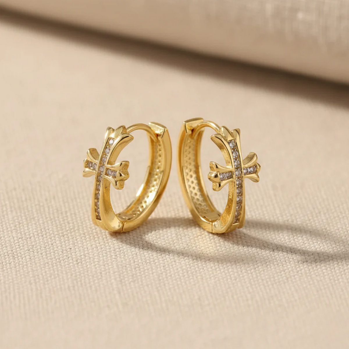 Cross Charm Hoops
