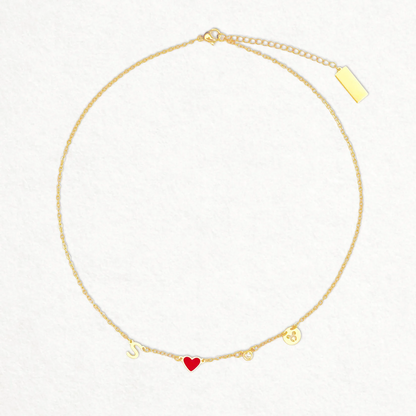Collar de Inicial, Corazón, Piedra Natal y Zodiaco