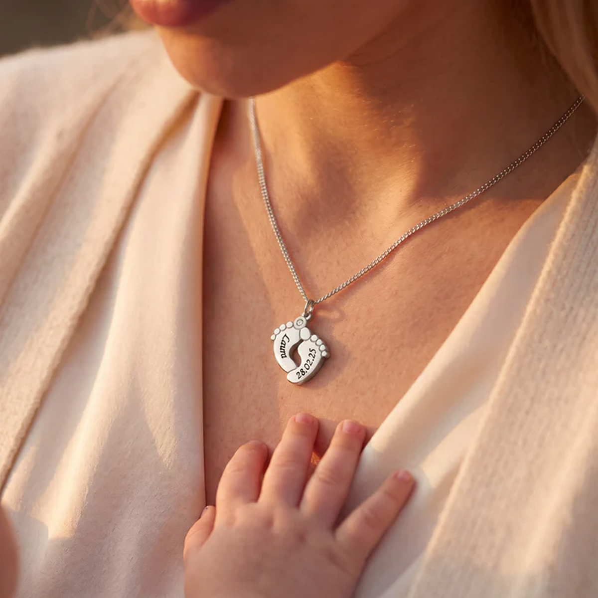Baby Feet Necklace with Engraving