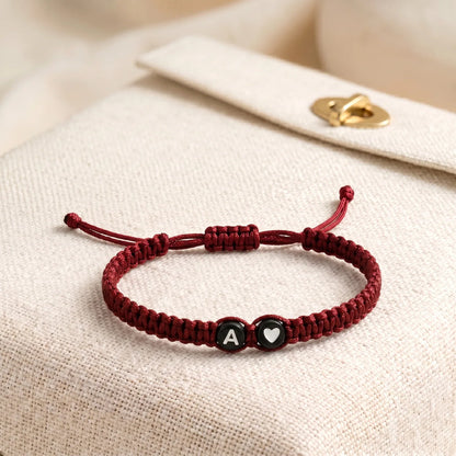 Pulsera Ajustable con Inicial y Corazón